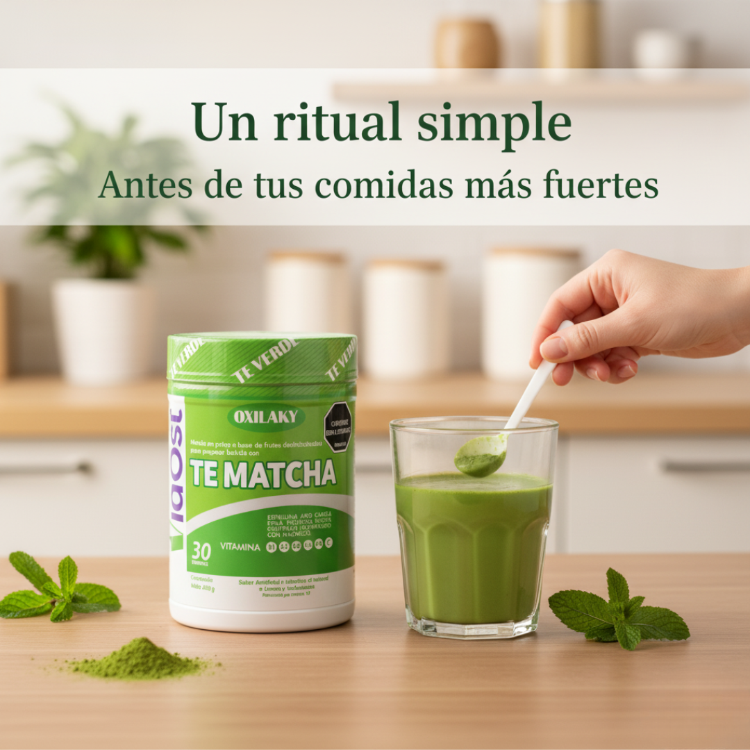 Te matcha - Bebida en polvo con espirulina apio piña canela pimienta negra chitosán