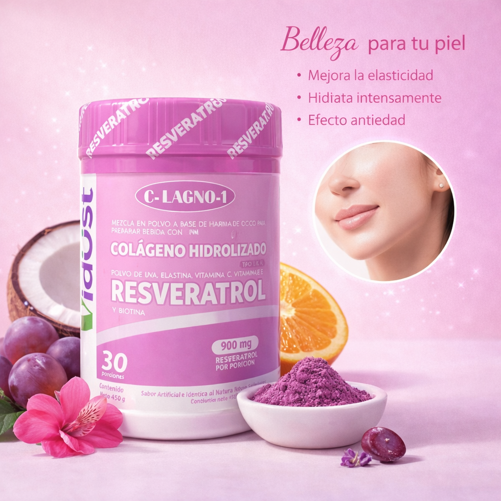 Colágeno Hidrolizado + Resveratrol Vidust · Piel, Antiedad y Bienestar